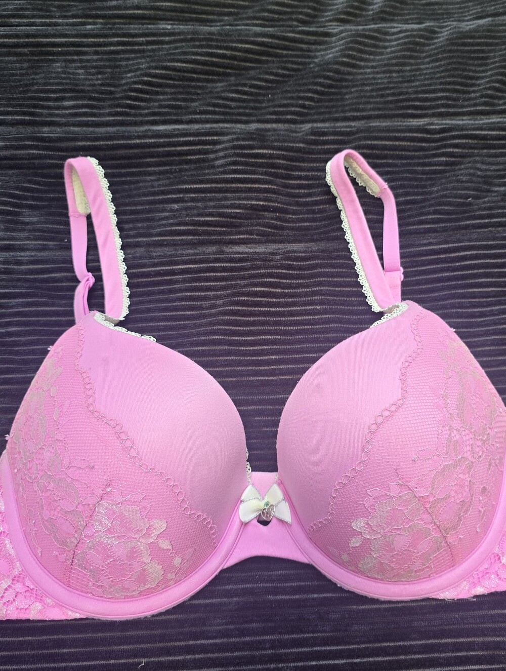 Victoria's Secret Pink Lace Push-Up Bra with Bow Detail